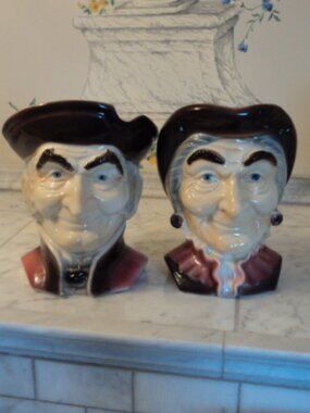 vintage Royal Copley man & woman vase wall pocket